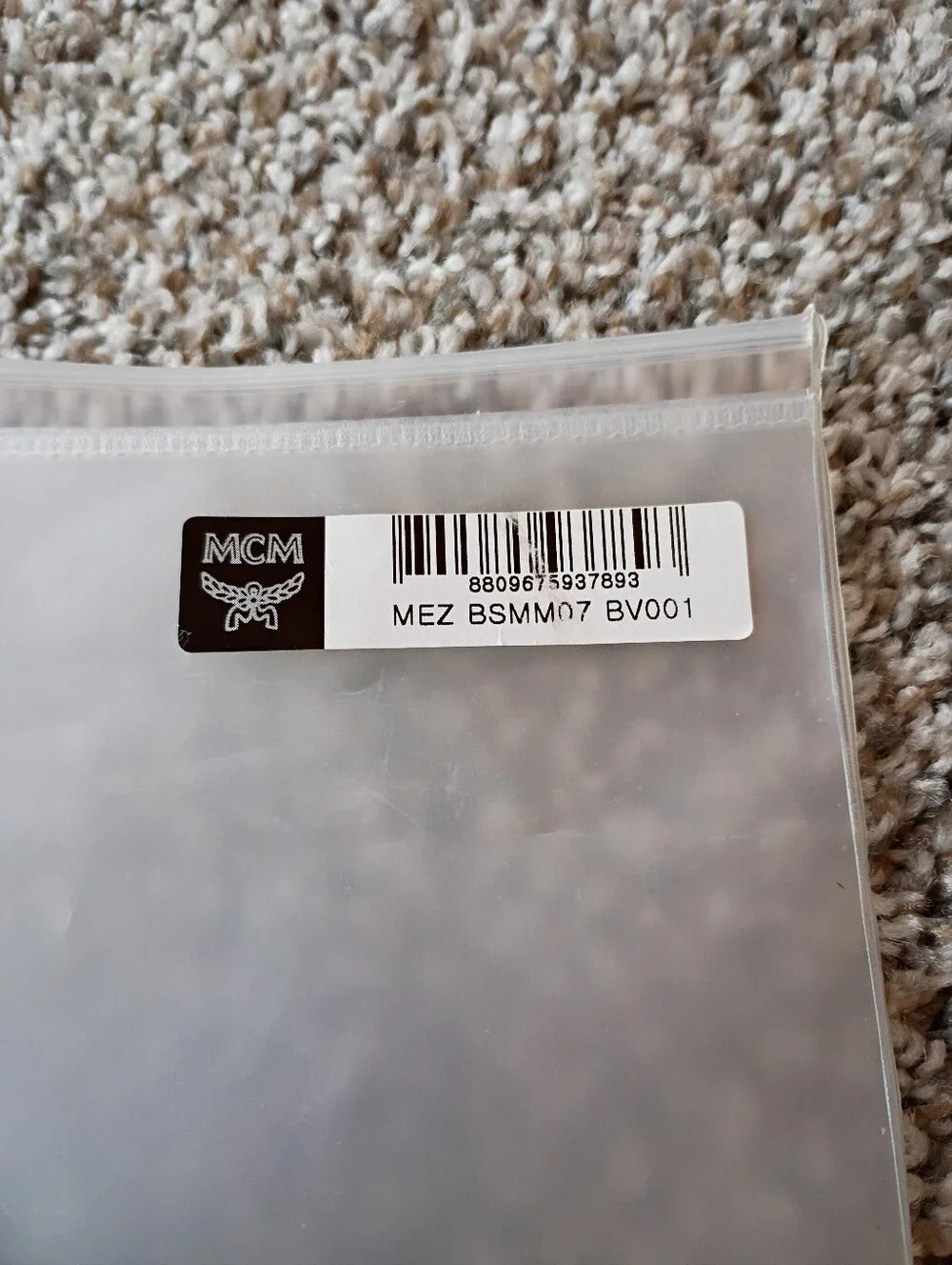 MCM Black and White Logo Face Mask with Silver Chain